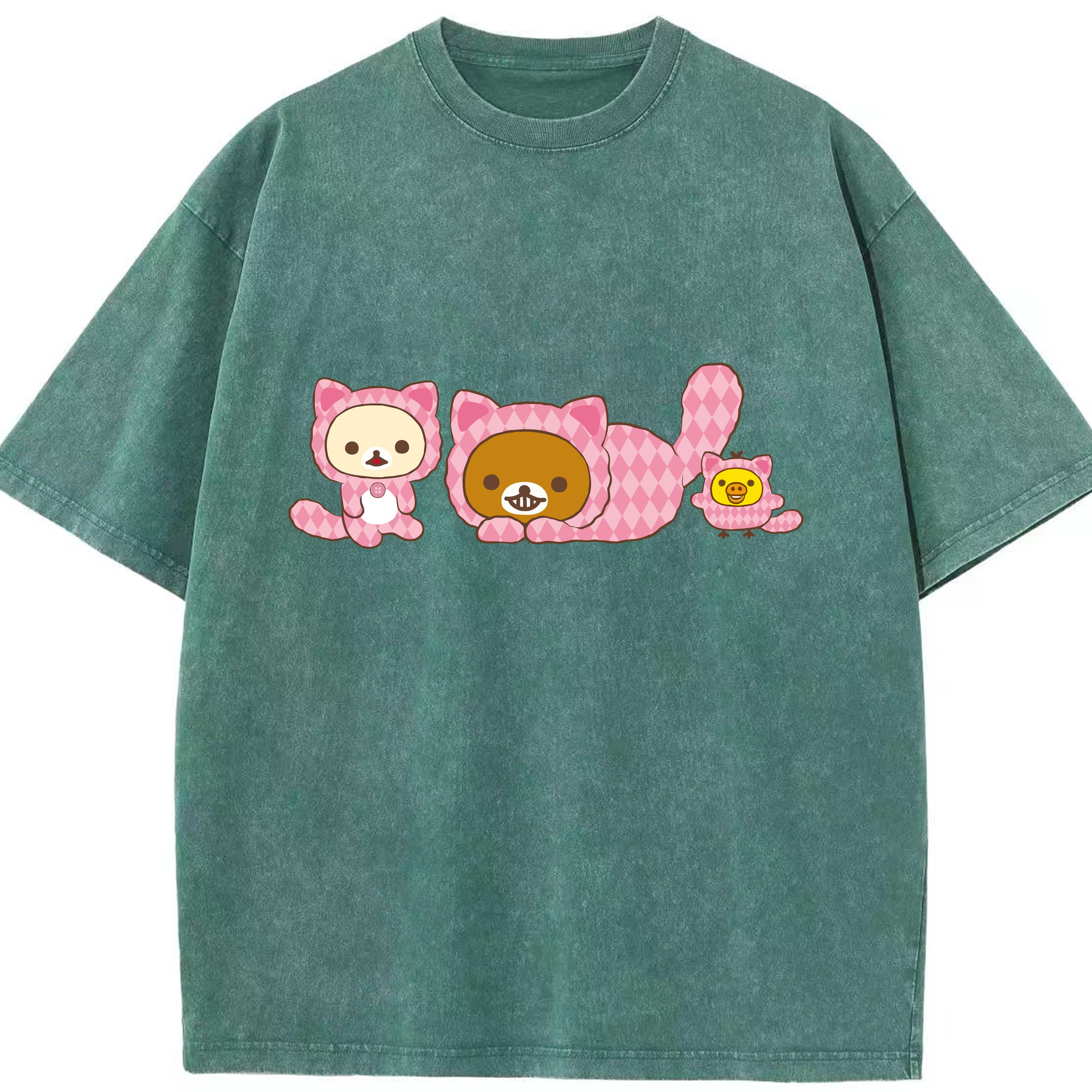 （画像用） リラックマ リラックマ キイロイトリ Rilakkuma Korilakkuma Kiiroitori 綿100% ヴィンテージ風 半袖Tシャツ（フロントプリント）